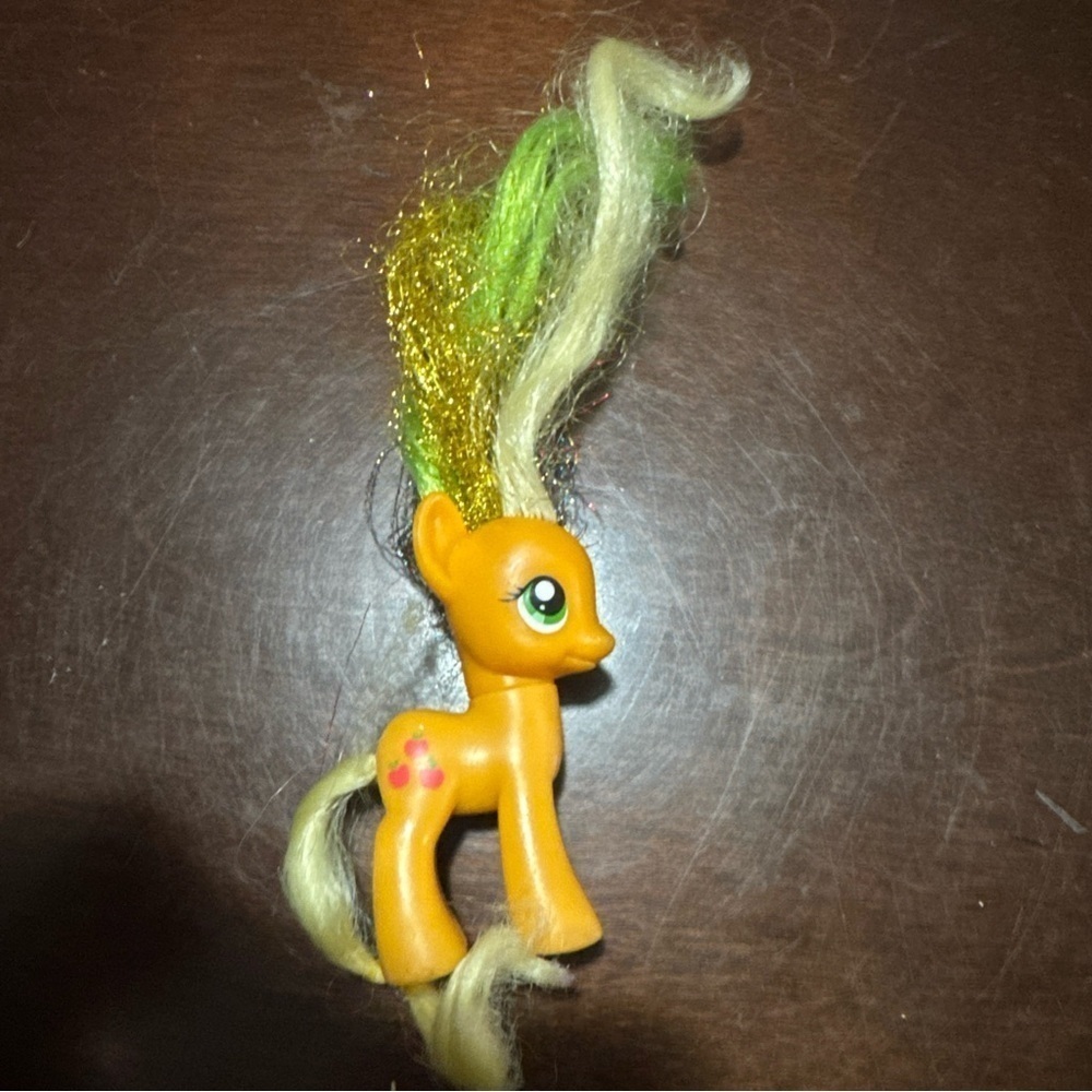 My Little Pony Shimmer Hair Apple Jack Pony Toy 2010 Hasbro 3”
